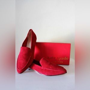 Kate Spade ‘Carima’ red suede loafers New